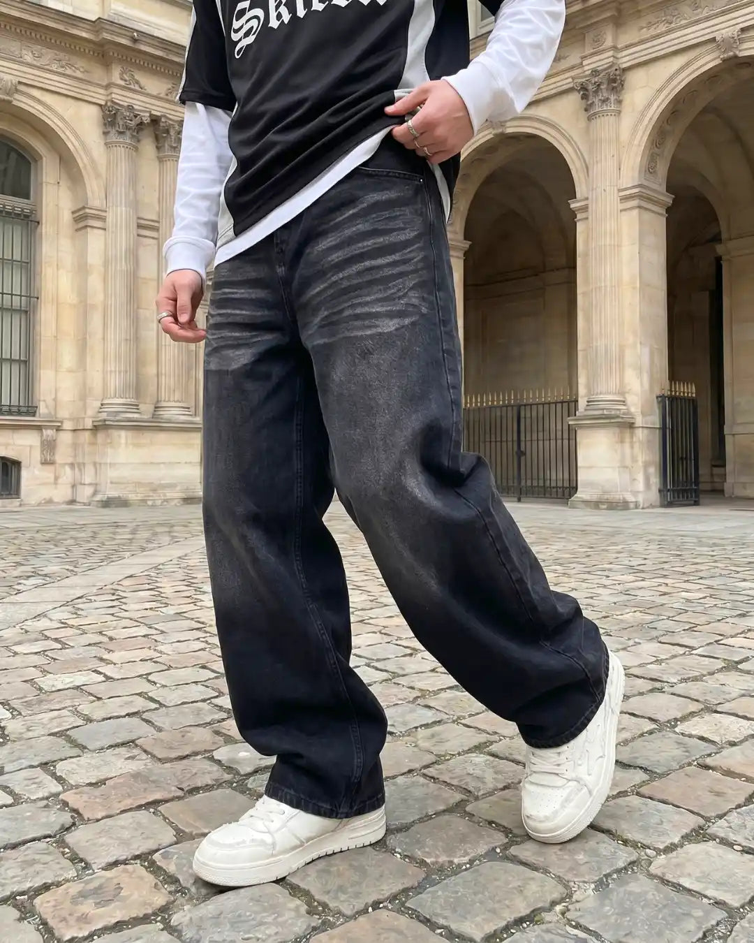 "OPAL" Black Baggy Pants